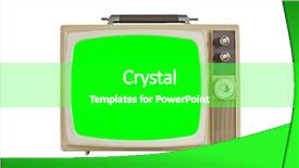  Presentation with green screen - Amazing slide deck having 1960s - vintage television on white backdrop and a shamrock green colored foreground