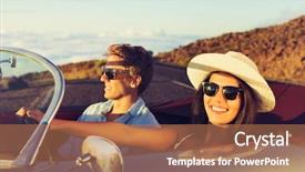  Presentation with sports car - PPT layouts featuring classic vintage sports car background and a coral colored foreground