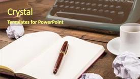  Presentation with journalist - Audience pleasing PPT layouts consisting of old retro journalist desktop backdrop and a tawny brown colored foreground