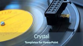  Presentation with 1970s - Slide deck with 1970s technology - retro audio player background and a ocean colored foreground