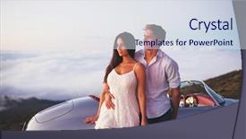  Presentation with sports car - Presentation theme with classic vintage sports car background and a sky blue colored foreground