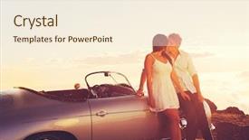  Presentation with classic car - Presentation design having  background and a  colored foreground