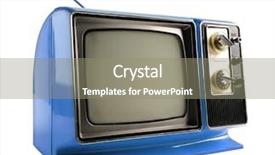  Presentation with technology old vintage television - Beautiful PPT theme featuring 1970s technology - blue vintage television isolated backdrop and a  colored foreground