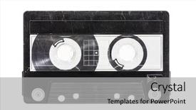  Presentation with cassette - PPT theme featuring 1970s technology - grungy old blank cassette tape background and a light gray colored foreground