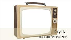  Presentation with 1970s - Amazing slide deck having 1970s technology - vintage portable television isolated backdrop and a lemonade colored foreground