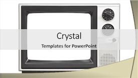  Presentation with television - Presentation theme having 1980's portable television set background and a white colored foreground