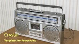  Presentation with boom box - Slide set with 1980's - old boom box radio cassette background and a coral colored foreground