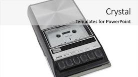  Presentation with tape recorder - Cool new PPT theme with 1980 - vintage portable cassette tape player backdrop and a  colored foreground