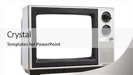  Presentation with television - Slides having 1980 - vintage television isolated with blank background and a white colored foreground