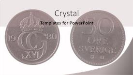  Presentation with ore - Amazing slide set having 1980 swedish 50 ore coin isolated on white backdrop and a coral colored foreground