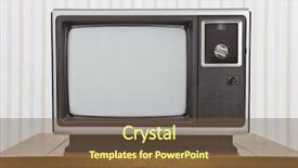  Presentation with television - Cool new PPT layouts with 1980s - old analogue portable television backdrop and a tawny brown colored foreground
