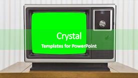  Presentation with green screen - Presentation theme with 1980s - old analogue portable television background and a shamrock green colored foreground