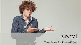  Presentation with retro - Beautiful PPT theme featuring 1980s - photo of young retro man backdrop and a light gray colored foreground