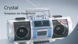  Presentation with antenna - Slide set consisting of 1980s - silver radio with antenna up background and a light blue colored foreground