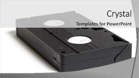  Presentation with tape - Presentation featuring 1980s - video tape isolated on white background and a light gray colored foreground