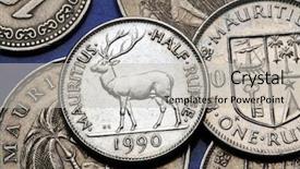  Presentation with stacks of rupee coins - Audience pleasing presentation theme consisting of 1990 - coins of mauritius mauritian rusa backdrop and a light gray colored foreground