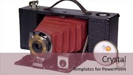  Presentation with camera film - Slides featuring 19th century - antique classic film camera background and a violet colored foreground