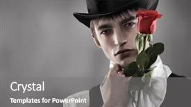  Presentation with top hat - Colorful PPT layouts enhanced with 18th century - portrait of a young gentlemen backdrop and a gray colored foreground