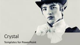  Presentation with top hat - Colorful theme enhanced with 18th century - portrait of a young gentlemen backdrop and a light gray colored foreground