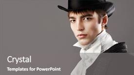 Presentation with top hat - PPT theme having 18th century - portrait of a young gentlemen background and a gray colored foreground