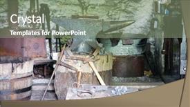  Presentation with 19th century - Beautiful PPT layouts featuring 19th century blacksmith shop backdrop and a gray colored foreground