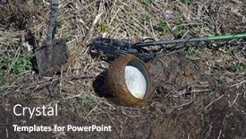  Presentation with metal detector - PPT theme with 19th-century-cast-iron-kitchen background and a dark gray colored foreground