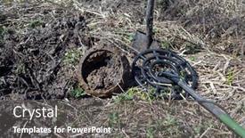  Presentation with metal detector - Presentation theme having 19th-century-cast-iron-kitchen background and a gray colored foreground