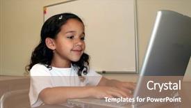  Presentation with school - Slides having 1st class - child at school background and a coral colored foreground