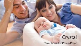  Presentation with mom and newborn - Slide deck consisting of 2 0 - happy young family admires background and a lemonade colored foreground