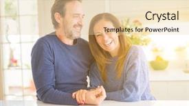  Presentation with romantic birthday couple celebrate - PPT theme enhanced with 2 0 - romantic middle age couple sitting background and a lemonade colored foreground