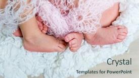  Presentation with newborn - Presentation featuring 2 0 - small feet newborn twins wrapped background and a sky blue colored foreground