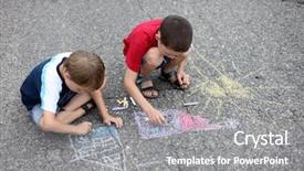  Presentation with chalk - Presentation having 2 0 - two young boys drawing background and a gray colored foreground