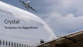  Presentation with airbus - Beautiful PPT theme featuring 2 airbus a380 without trademarks backdrop and a light gray colored foreground