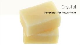  Presentation with soap - Presentation with 2 bars of camphor soap isolated on white background and a lemonade colored foreground