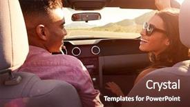  Presentation with road racing - Presentation theme having 2 cars racing - couple on road trip driving background and a tawny brown colored foreground