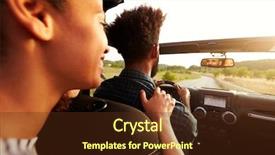  Presentation with woman car driver map - Audience pleasing slides consisting of 2 cars racing - excited woman in the back backdrop and a tawny brown colored foreground