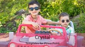  Presentation with race car - Presentation design with 2 cars racing - young mixed race chinese background and a coral colored foreground