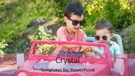  Presentation with race car - Slide set having 2 cars racing - young mixed race chinese background and a coral colored foreground