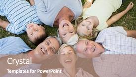  Presentation with family day - Theme featuring 2 circles - happy family looking up background and a coral colored foreground