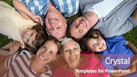  Presentation with family theray - Slide set having 2 circles - smiling family lying background and a red colored foreground