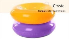  Presentation with swim - Slides consisting of 2 circles - two colorful swim rings isolated background and a yellow colored foreground