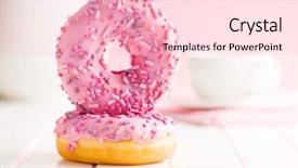  Presentation with donuts pink - Amazing presentation theme having 2 circles - two pink donuts on white backdrop and a lemonade colored foreground