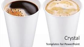  Presentation with film black and white - Theme enhanced with 2 cups coffee - white plastic cup file contains background and a white colored foreground