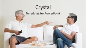  Presentation with two men climbing - Beautiful slide deck featuring 2 friends talking - men arguing two middle aged backdrop and a white colored foreground