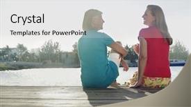  Presentation with rear view mirror - Amazing slide set having 2 friends talking - rear view of two middle backdrop and a white colored foreground