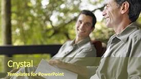  Presentation with book - Presentation theme featuring 2 friends talking - side view of a happy background and a tawny brown colored foreground