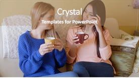  Presentation with two black women - Colorful presentation design enhanced with 2 friends talking - two pretty young women enjoy backdrop and a  colored foreground