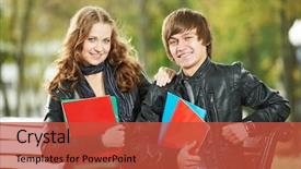  Presentation with young college student diagnosis of sti - Cool new slide set with 2 friends talking - two young students studying backdrop and a  colored foreground