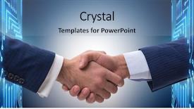  Presentation with shaking hands - Slide deck consisting of 2 globes - business cooperation concept with two background and a light blue colored foreground