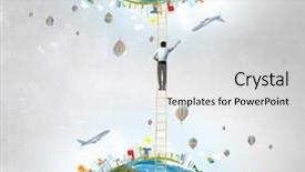  Presentation with lost - Amazing PPT theme having 2 globes - lost between two worlds backdrop and a light gray colored foreground